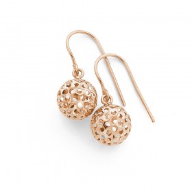 8mm+Filigree+Ball+Earrings+in+9ct+Rose+Gold