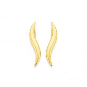 Wave+Ear+Climbers+in+9ct+Yellow+Gold