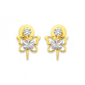 9ct+Cubic+Zirconia+Butterfly+Swing+Studs