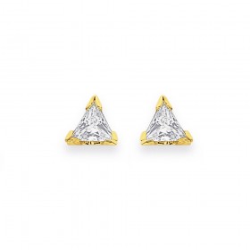 9ct+Triangle+Cubic+Zirconia+Studs