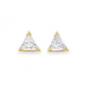 9ct+Triangle+Cubic+Zirconia+Studs