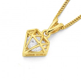 Cubic+Zirconia+within+Diamond+Pendant++in+9ct+Yellow+Gold