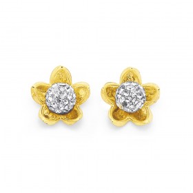 9ct+Crystal+Flower+Studs