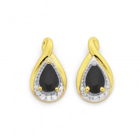 9ct+Sapphire+%26amp%3B+Diamond+Earrings