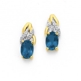 9ct-London-Blue-Topaz-Diamond-Earrings on sale