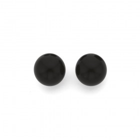 Onyx-Ball-Earrings-in-9ct-Yellow-Gold on sale