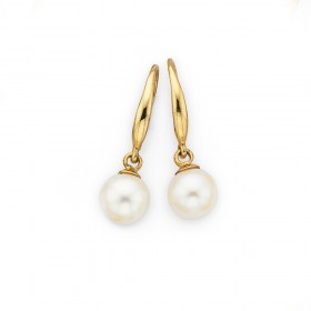 5mm-Cultured-Fresh-Water-Pearl-Drop-Earrings-in-9ct-Yellow-Gold on sale