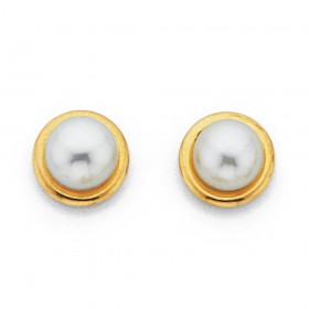 9ct+5.5mm+Freshwater+Pearl+Studs