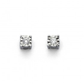 9ct+White+Gold+Diamond+Stud+Earrings