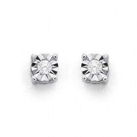 9ct+White+Gold+Diamond+Stud+Earrings