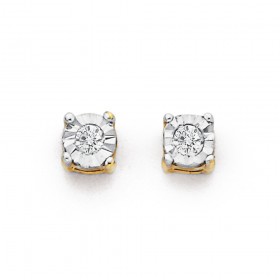 Diamond+Stud+Earrings+in+9ct+Yellow+Gold