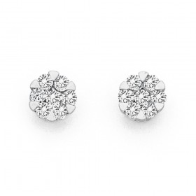 9ct-Diamond-Cluster-Studs on sale