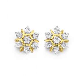 9ct%2C+Diamond+Snow+Flake+Studs