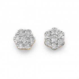 Diamond+Cluster+Studs+in+9ct+Gold