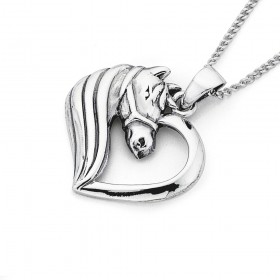 Sterling+Silver+Horse+in+Heart+Pendant