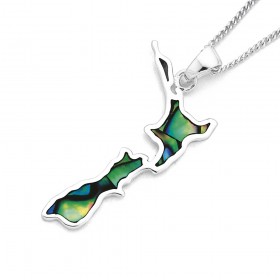 Paua+NZ+Map+Pendant+in+Sterling+Silver