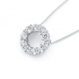 Sterling-Silver-Cubic-Zirconia-Circle-Pendant on sale