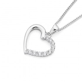 Sterling-Silver-Cubic-Zirconia-Heart-Pendant-in-Sterling-Silver on sale