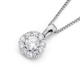 Cubic+Zirconia+Cluster+Pendant+in+Sterling+Silver