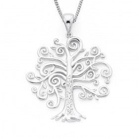 Sterling+Silver+Cubic+Zirconia+Tree+Of+Life+Pendant