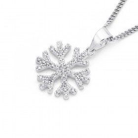 Sterling+Silver+Cubic+Zirconia+Snowflake+Pendant