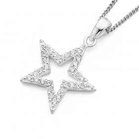 Cubic+Zirconia+Star+Pendant+Sterling+Silver