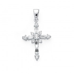 Art+Deco+Cubic+Zirconia+Cross+Pendant+in+Sterling+Silver