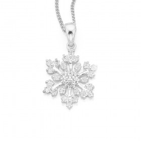 Sterling-Silver-Cubic-Zirconia-Snowflake-Pendant on sale