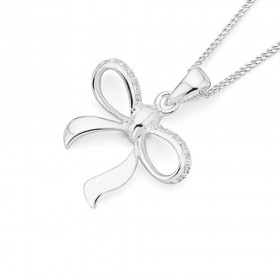 Sterling+Silver+Cubic+Zirconia+Bow+Pendant