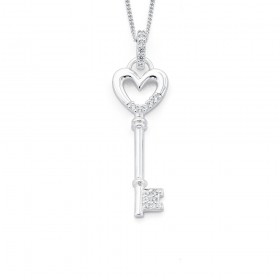 Cubic+Zirconia+Heart+Key+Pendant+in+Sterling+Silver