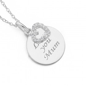 Sterling-Silver-Cubic-Zirconia-Round-Mum-With-Heart-Pendant on sale