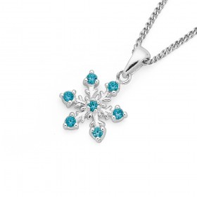 Blue+Cubic+Zirconia+Snowflake+Pendant+in+Sterling+Silver