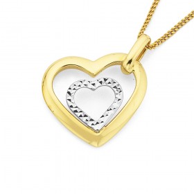 9ct-Two-Tone-Double-Heart-Pendant on sale