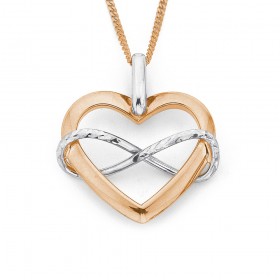 9ct+Two+Tone+Infinity+Heart+Pendant