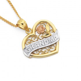 Tri+Tone+%27Grandma%27+Heart+Pendant+in+9ct+Gold