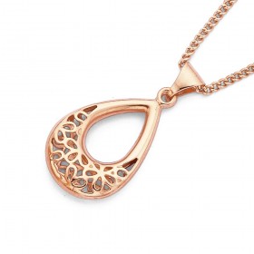 Filigree-Teardrop-Pendant-in-9ct-Rose-Gold on sale