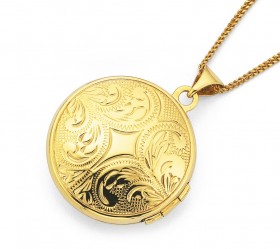 9ct+20mm+Round+Engraved+Locket