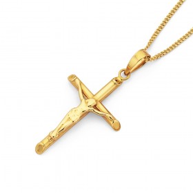 9ct+26mm+Crucifix+Cross+Pendant