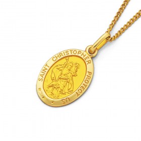 9ct-16mm-Oval-St-Christopher-Medallion-Pendant on sale