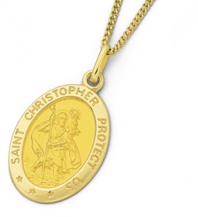 9ct-20mm-Oval-St-Christopher-Medallion-Gents-Pendant on sale