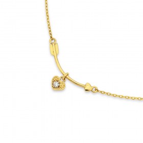 9ct+Arrow+Necklet+with+Cubic+Zirconia