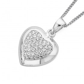 Sterling+Silver+Crystal+Heart+Pendant