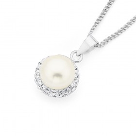 Crystal+and+Freshwater+Pearl+Sterling+Silver+Pendant