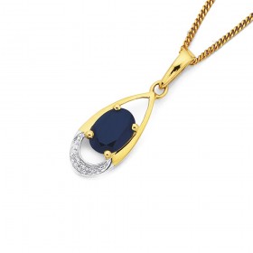 9ct+Sapphire+%26amp%3B+Diamond+Pendant