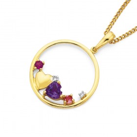 9ct+Shades+of+Purple+%26amp%3B+Diamond+Pendant