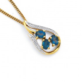 9ct+London+Blue+Topaz+%26amp%3B+Diamond+%26amp%3B+Pendant