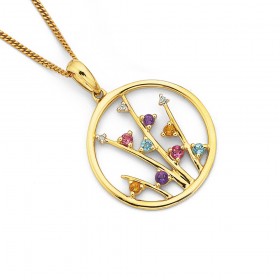 9ct+Gemstone+%26amp%3B+Diamond+Pendant