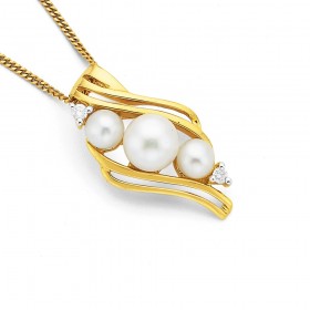 9ct+Freshwater+Pearl+%26amp%3B+Diamond+Pendant