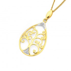 9ct-Diamond-Set-Tree-of-Life-Pendant on sale