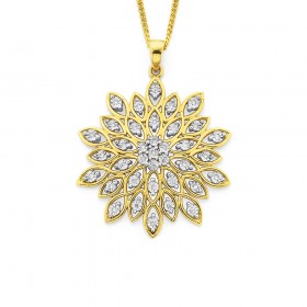 9ct%2C+Diamond+Fancy+Flower+Pendant